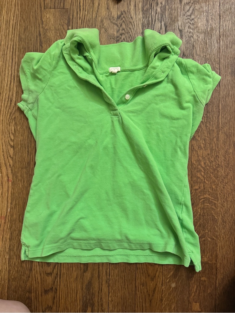 J. Crew Bright Lime Green Short Sleeve Polo Crop Top
